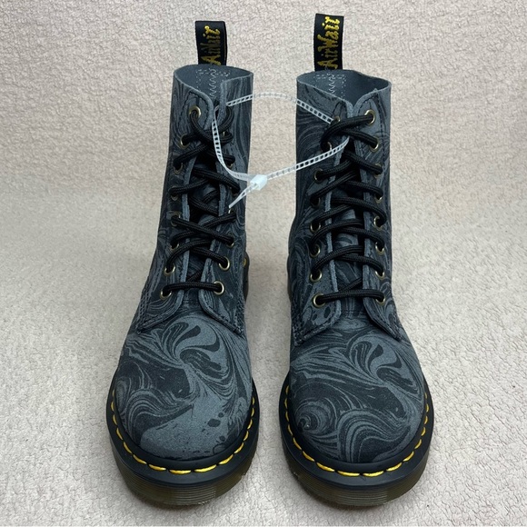 NEW Dr Martens Marble Suede Pascal 1460 Combat Lace Up Boots-Womens 5-Gray/Black - Picture 5 of 12